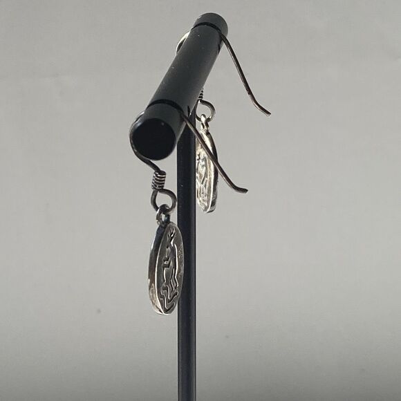 Vintage  Sterling Silver 925 Kokopelli Drop Earrings Fertility Native American - Picture 11 of 14